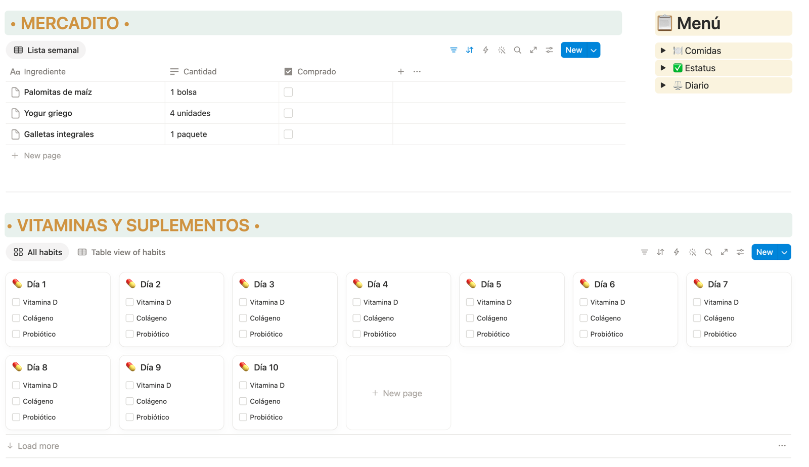 Recetario digital — Lista de mercado