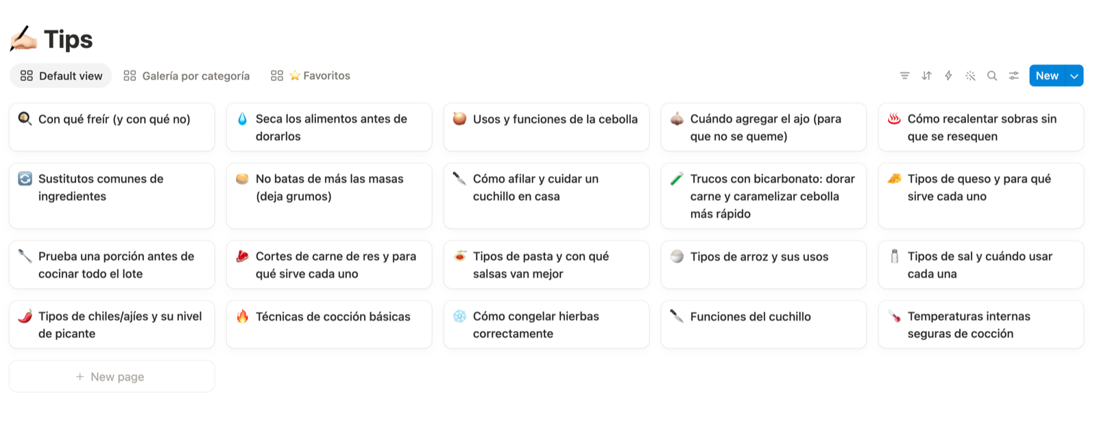 Recetario digital — Tips de cocina